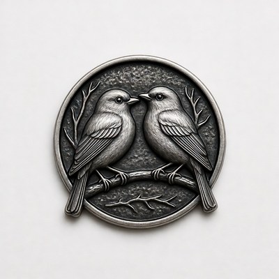 Two birds perched on branch