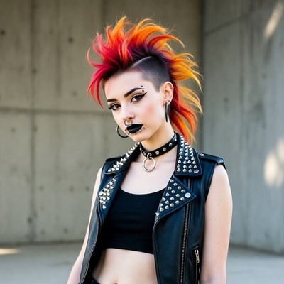 Punk woman with red mohawk