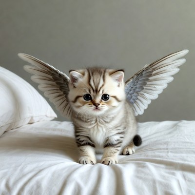 Scottish Fold Kitten with Angel Wings