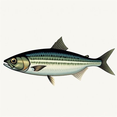 Illustrated Bluefish on White Background
