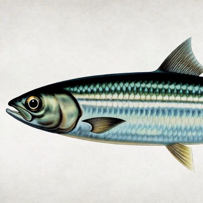 Shining Silver Herring Fish Illustration