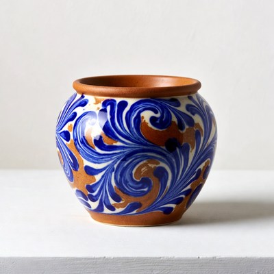 Blue Talavera Pottery Flower Pot