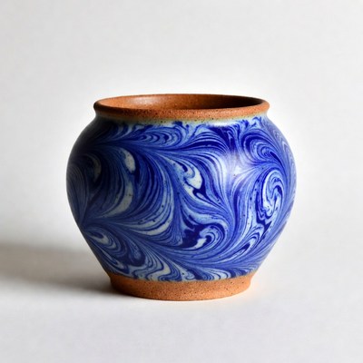 Blue Swirl Pattern Ceramic Vase