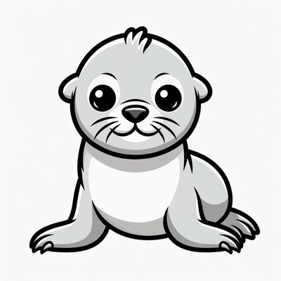 Cute baby seal illustration