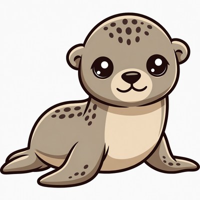 Cute baby seal illustration