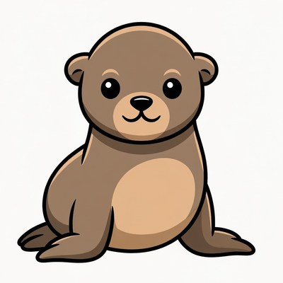 Cute cartoon baby sea lion