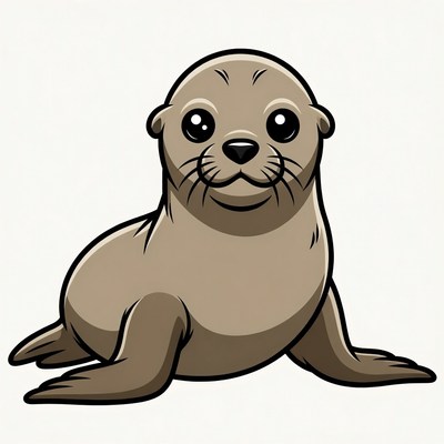 Cute cartoon baby seal