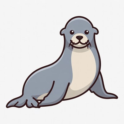 Cute cartoon seal sitting