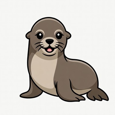 Cute baby seal illustration