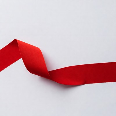 Red Ribbon on White Background