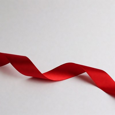 Red ribbon on white background