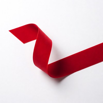 Red Ribbon on White Background