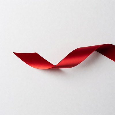 Red ribbon on white background