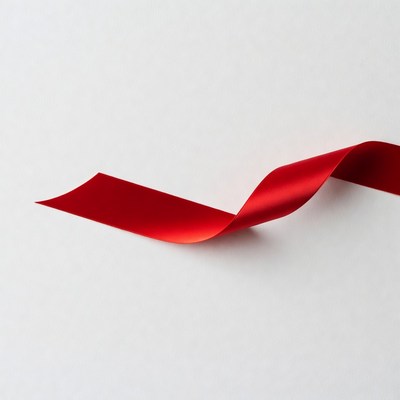 Red Ribbon on White Background