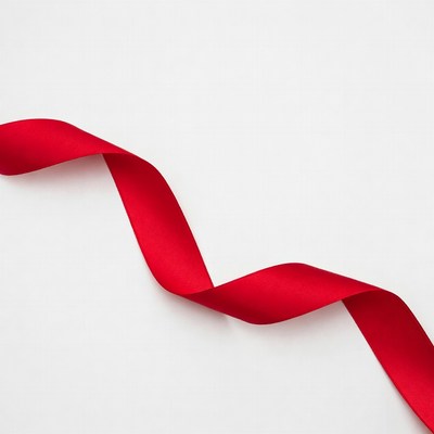 Red ribbon on white background