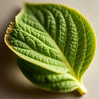 Green hydrangea leaf close-up