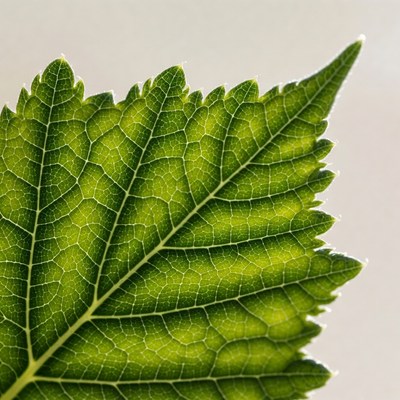 Green serrated leaf close-up