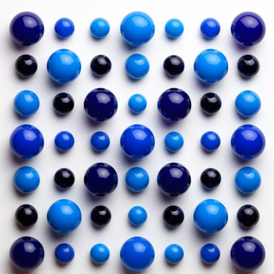 Blue and Black Marbles on White