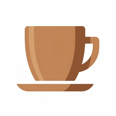 Brown teacup with saucer