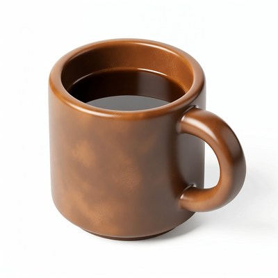 Brown ceramic mug with coffee