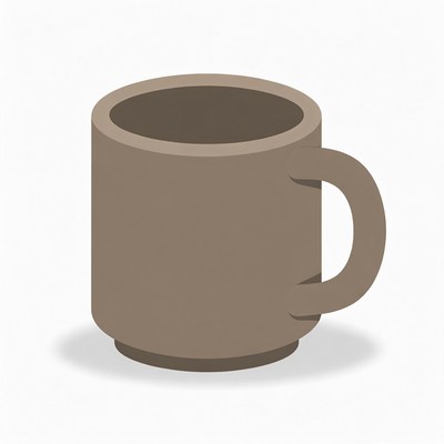 Brown ceramic mug illustration