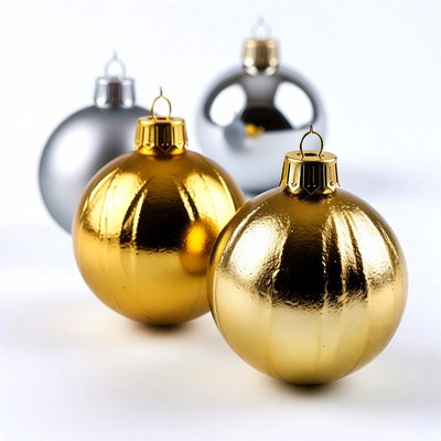 Shiny Gold Silver Christmas Ornaments
