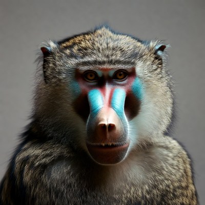 Close-up of mandrill monkey face