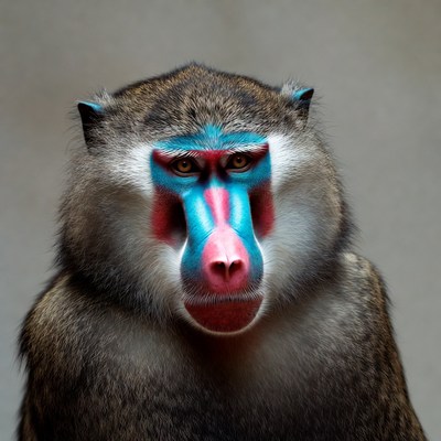 Colorful mandrill monkey face