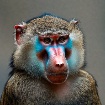 Close-up of mandrill monkey face