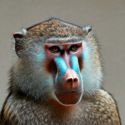 Close-up mandrill monkey face