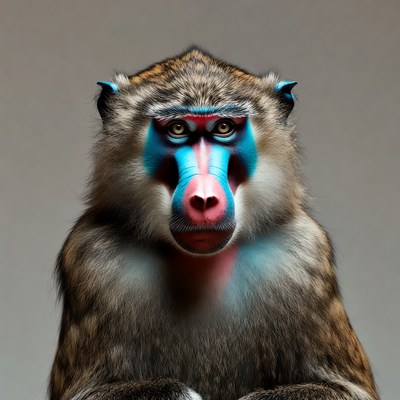 Close-up of colorful mandrill monkey