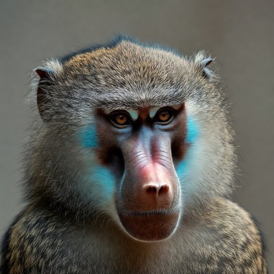 Close-up of mandrill monkey face