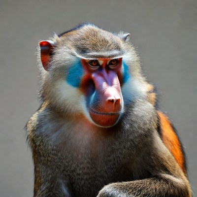 Close-up of colorful mandrill monkey