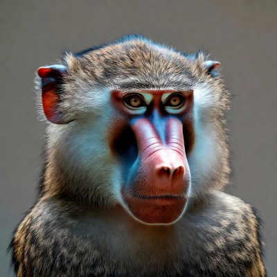 Close-up of mandrill baboon face