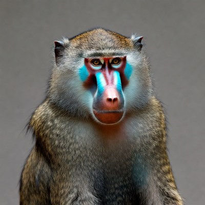 Close-up of colorful mandrill monkey