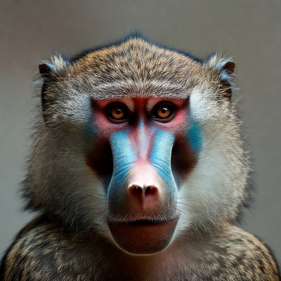 Close-up of mandrill monkey face