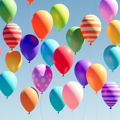 Colorful Balloons Floating in Sky