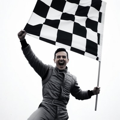 Man waving checkered flag