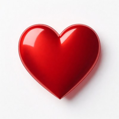 Shiny Red Heart on White