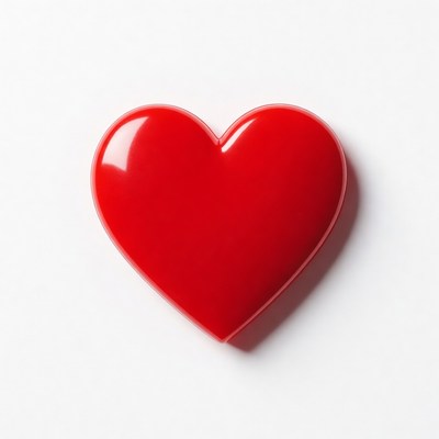 Shiny Red Heart on White