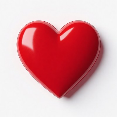 Shiny Red Heart on White