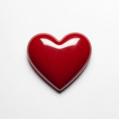 Shiny Red Heart on White