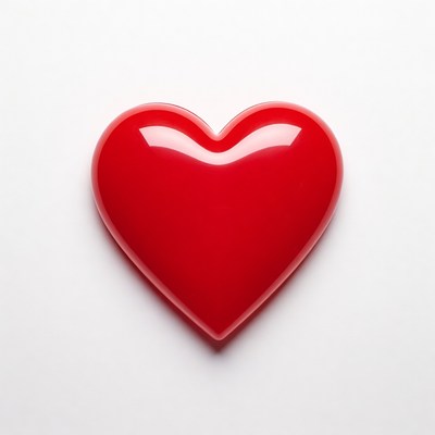 Shiny Red Heart on White