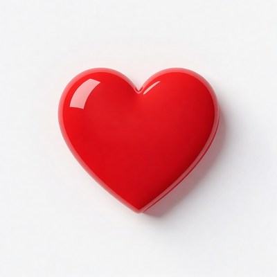 Shiny Red Heart on White