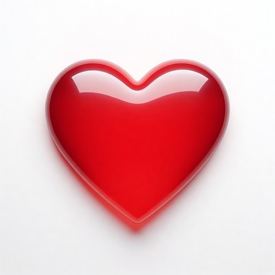Shiny Red Heart on White Background