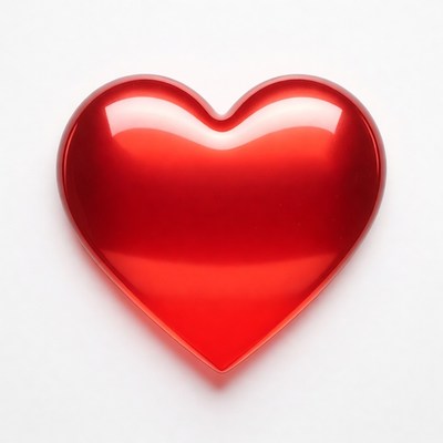 Shiny red heart on white background