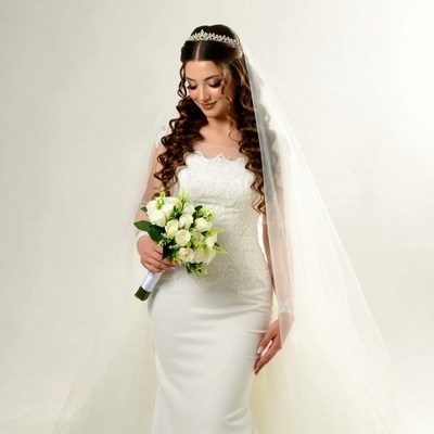 Bride holding white bouquet