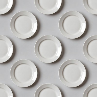 White Plates Seamless Pattern