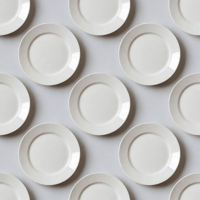 White Plates Pattern on Gray Background