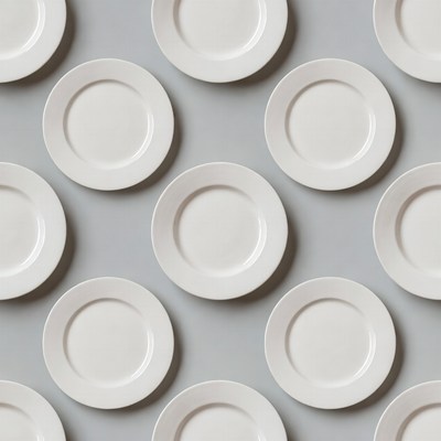 White Plates on Gray Background